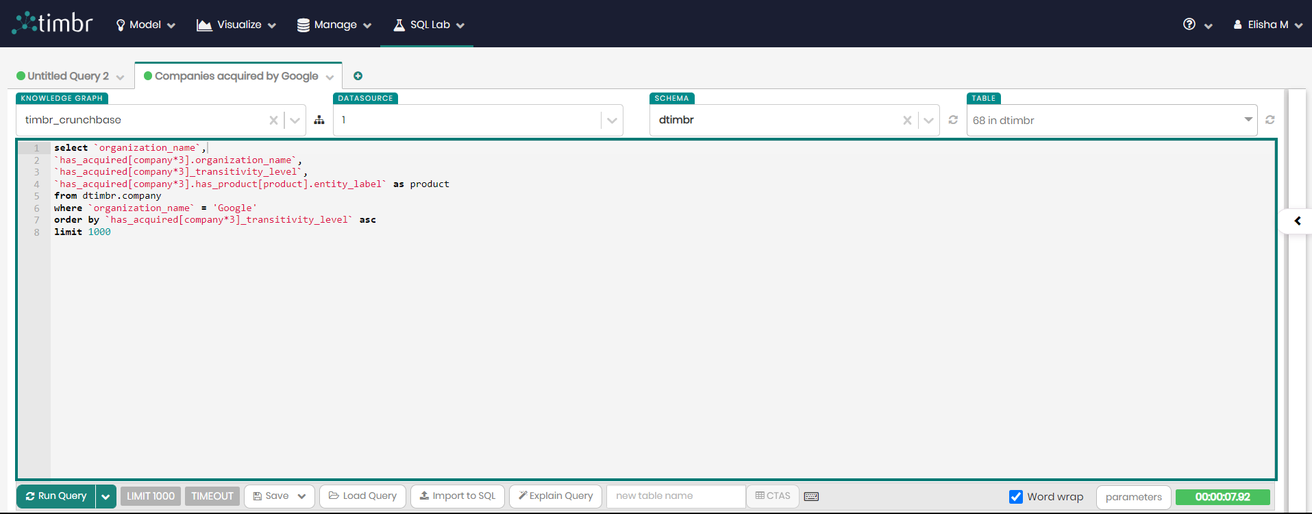 SQL Lab - Main query box