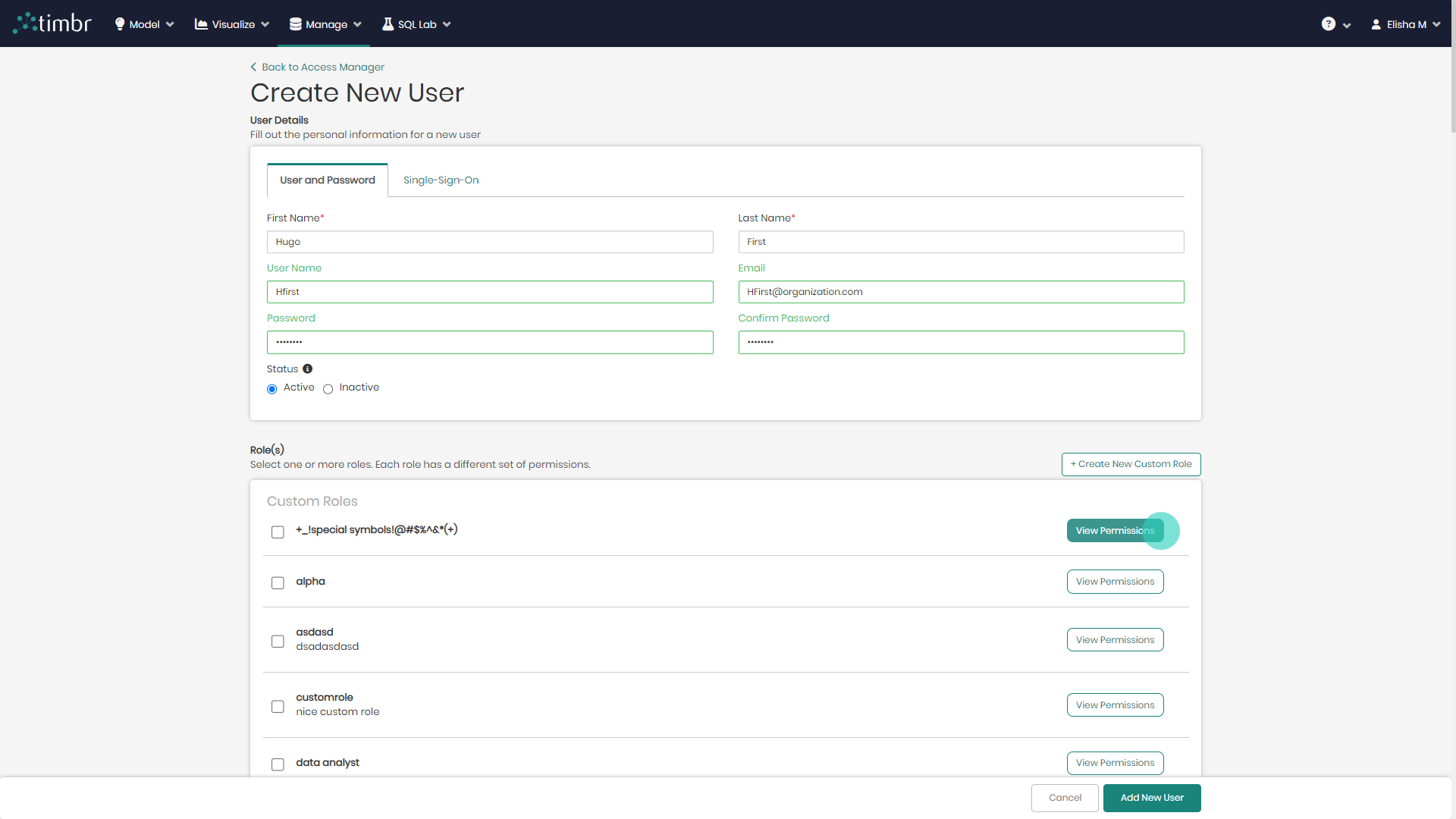 Access manager role list