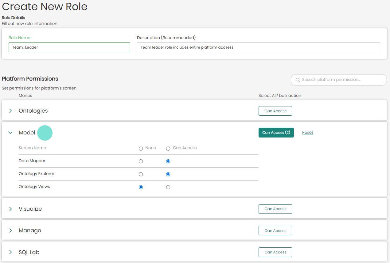 Access manager access menu