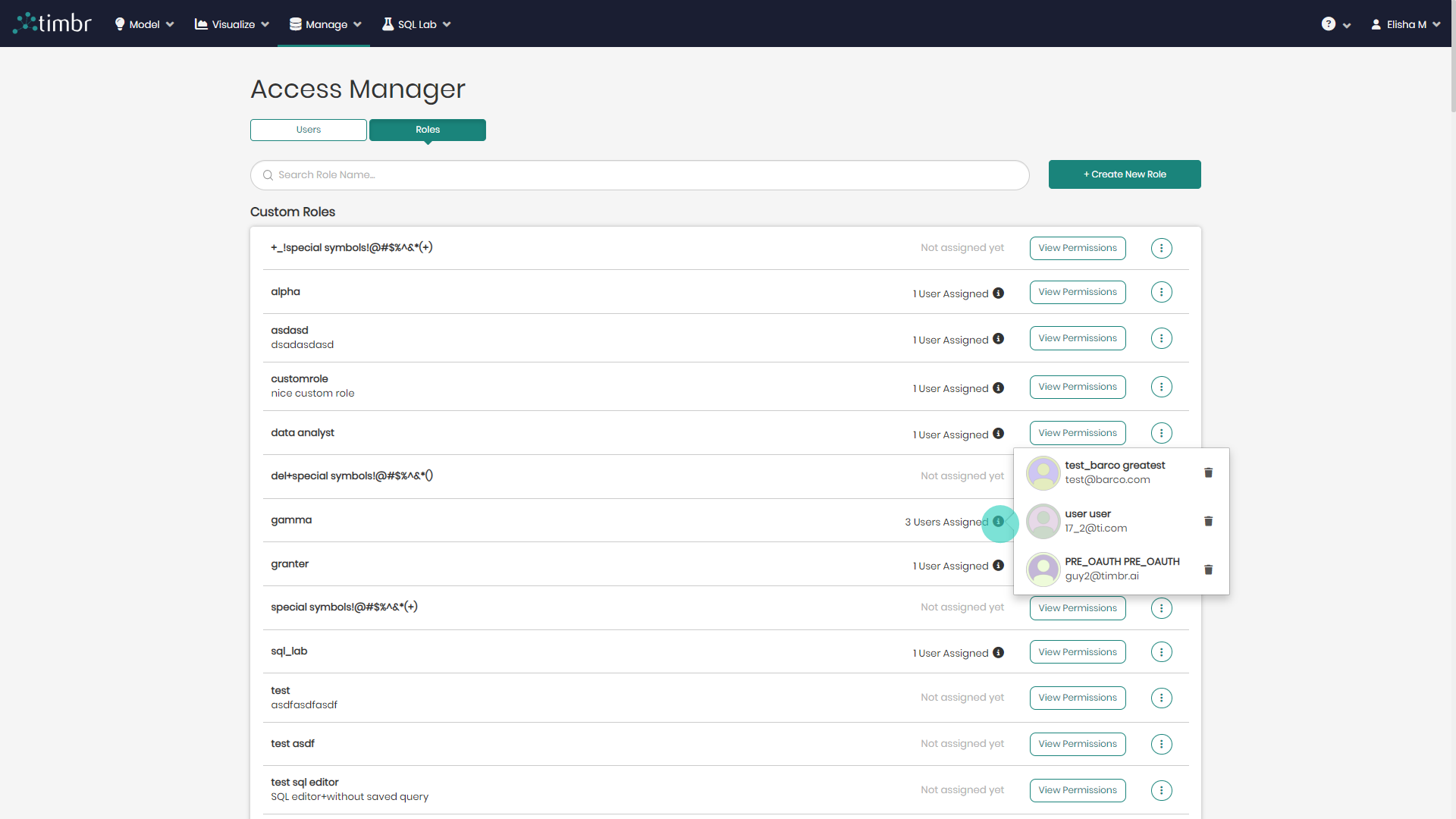 Access manager assigned users