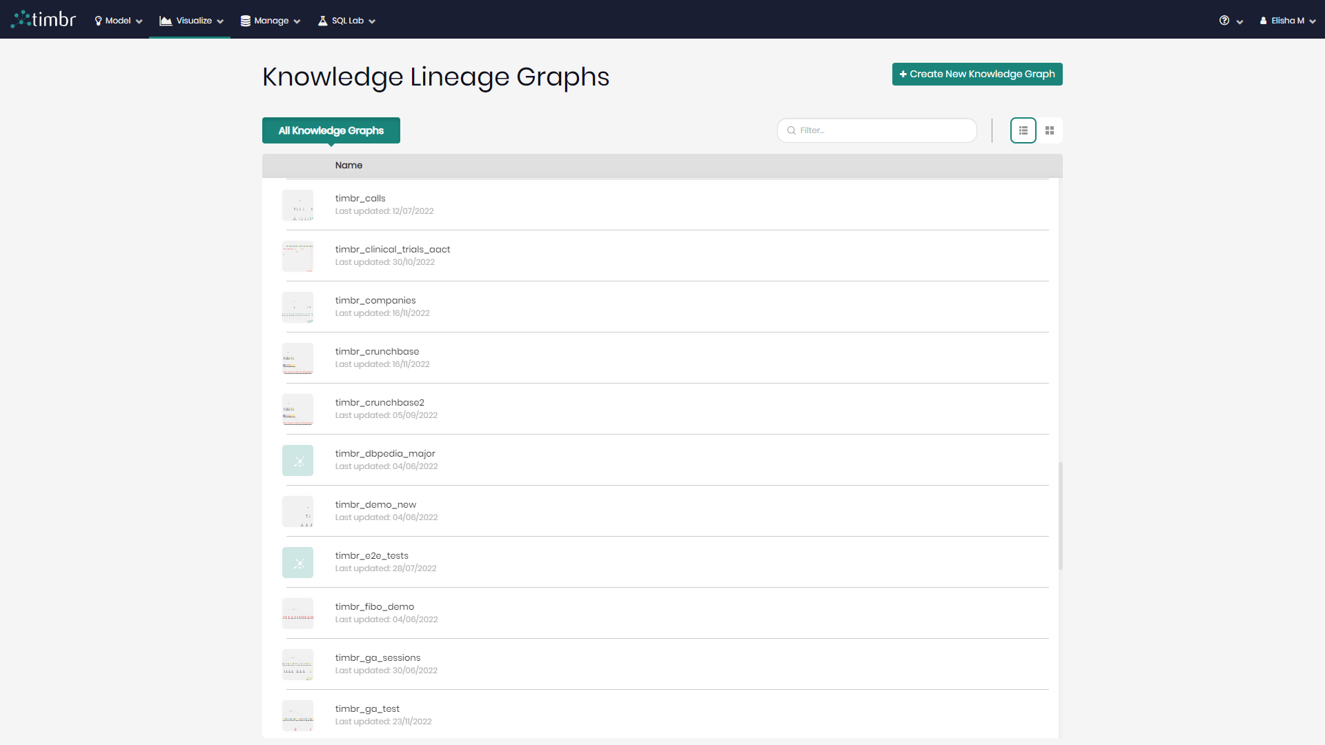 Knowledge Lineage - Choose knowledge graph