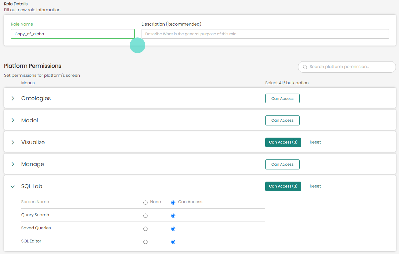Access manager copy roles