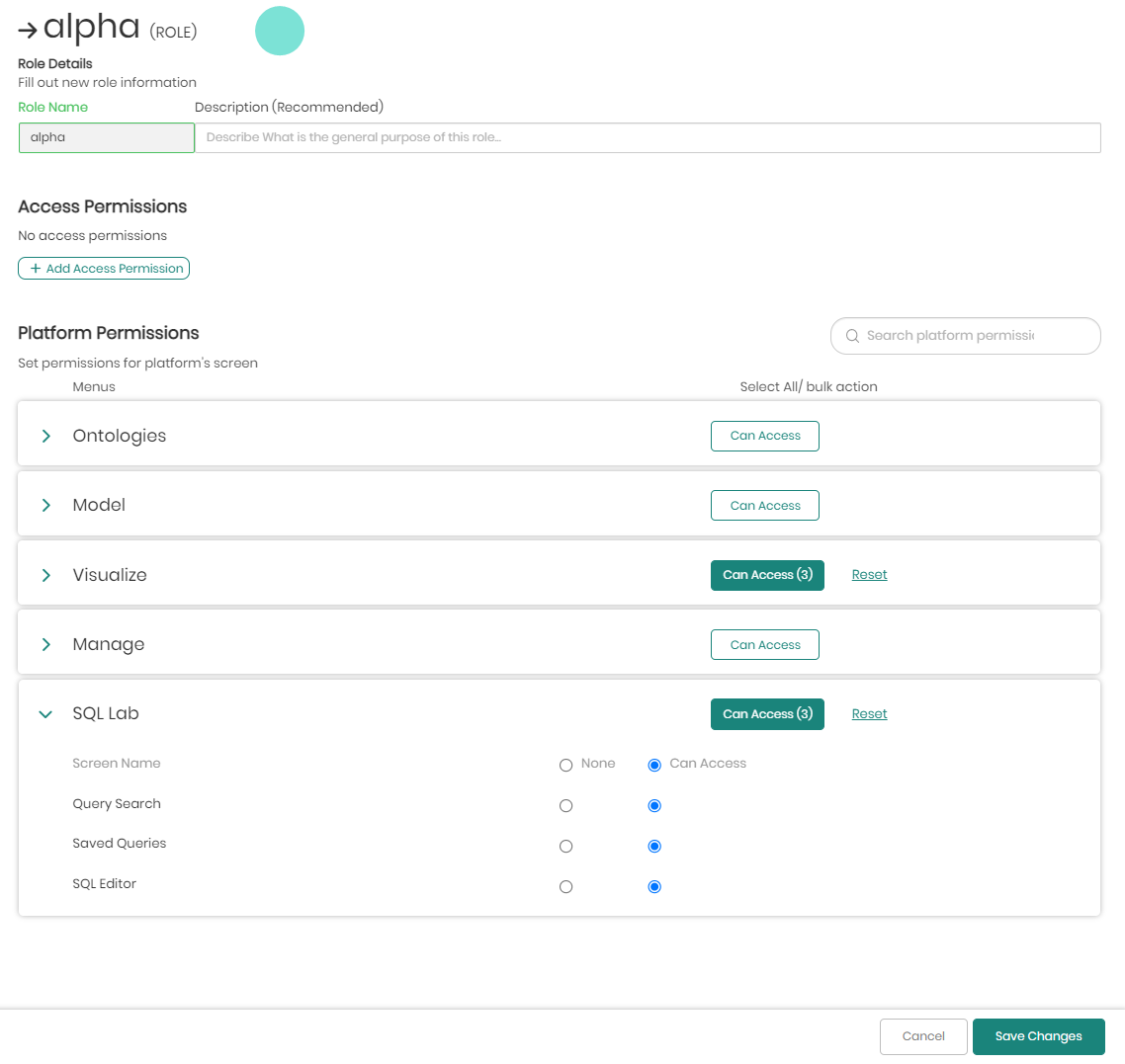 Access manager edit role