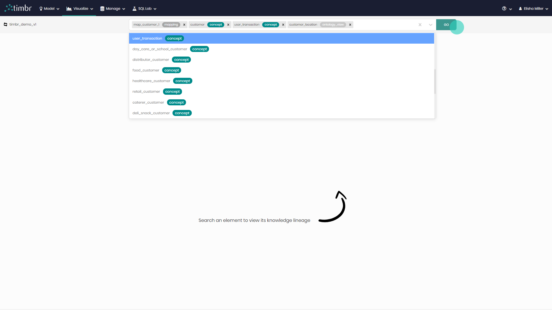 Knowledge Lineage - Go button