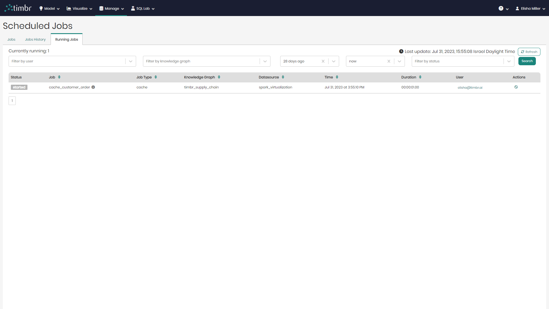 Scheduled Jobs- Running Jobs