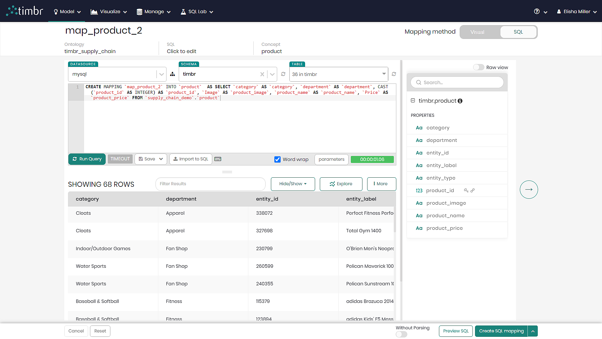 Data mapper - Mappings in SQL query