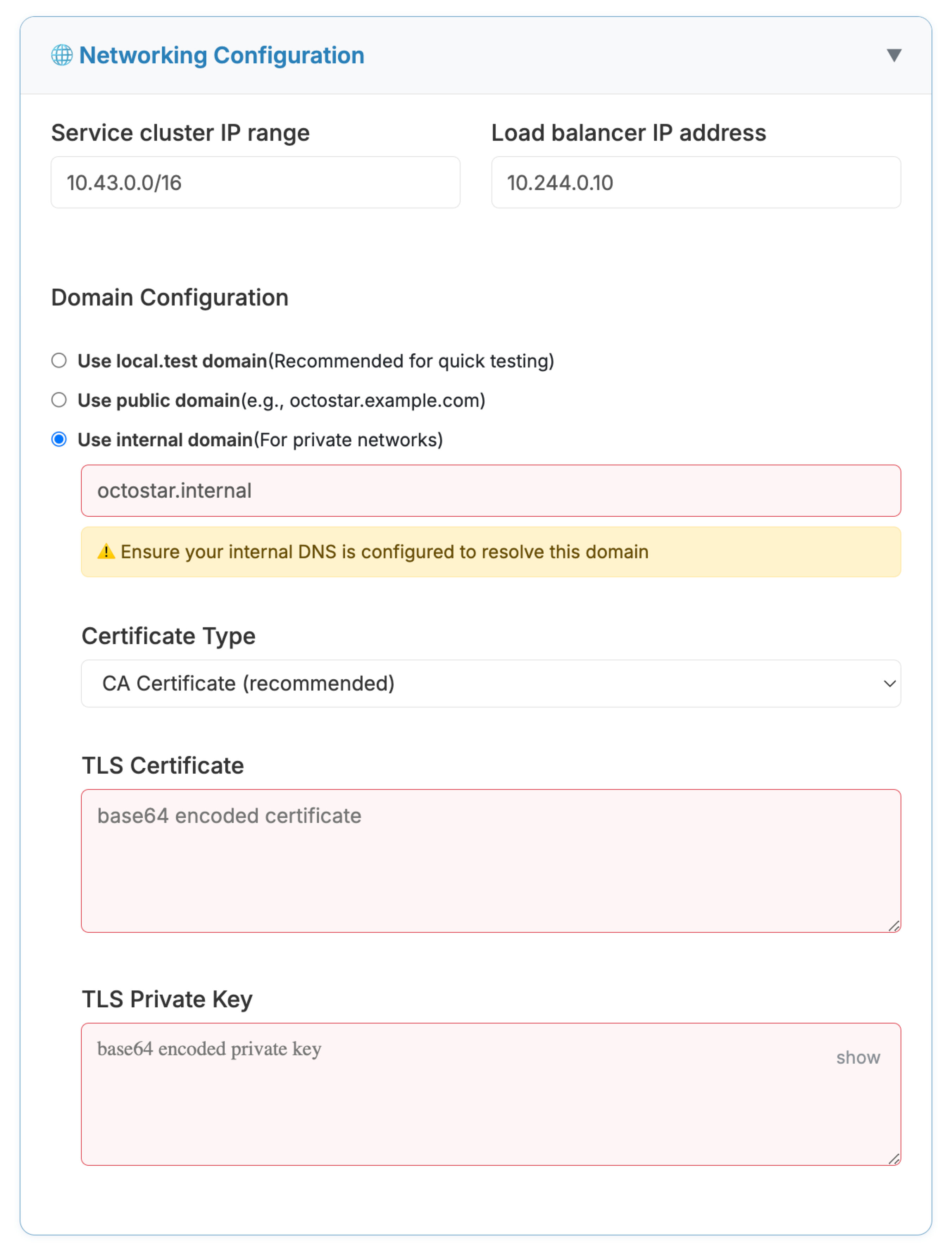 Octostar installation form